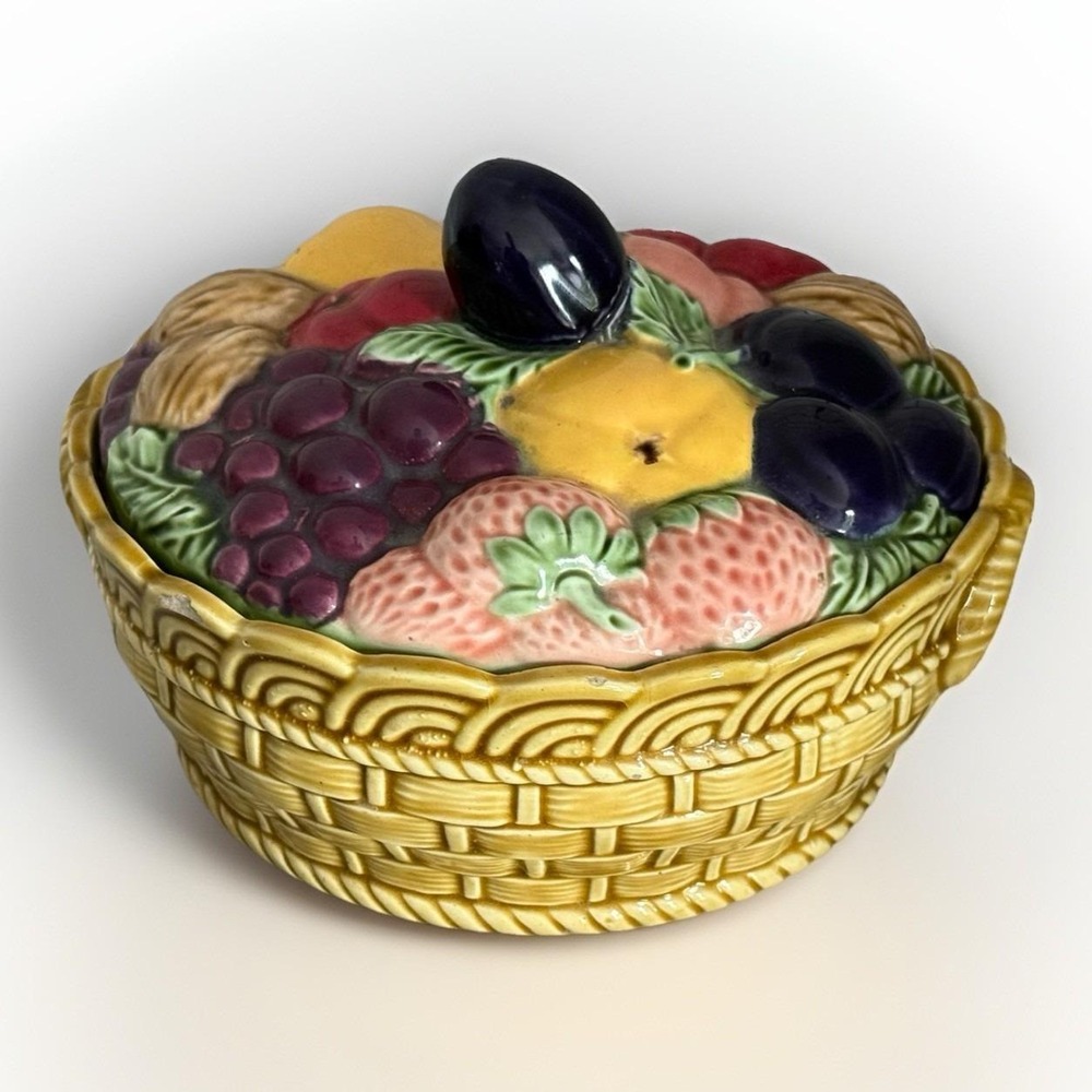 Vintage Erphila Fruit Basket Trinket Dish‎ w/ Lid – Czechoslovakia Porcelain MCM